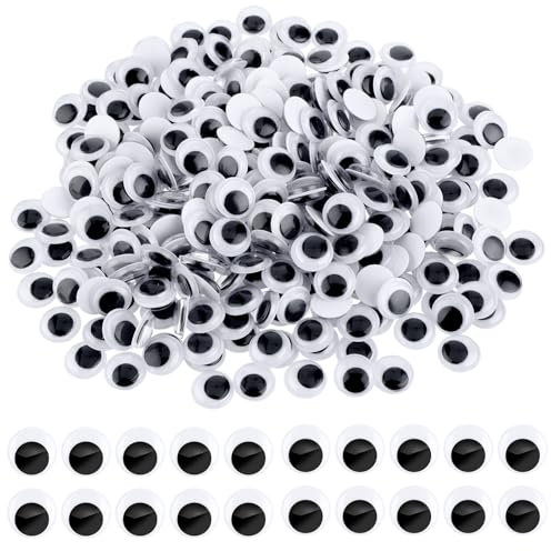 500 Stück Selbstklebende Wackelaugen Klein Schwarze Glubschaugen Runden Schwingenden Augen zum Aufkleben 15 mm Große Bewegliche Augen für Bastelzeug und DIY Kulleraugen Selbstklebend