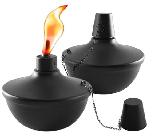SVCEQZE Torce da tavolo alla citronella, confezione da 2 torce da tavolo in metallo | Lampada da tavolo ricaricabile olio | Candele con bruciatore olio in metallo da 2 pezzi per cortile, casa,