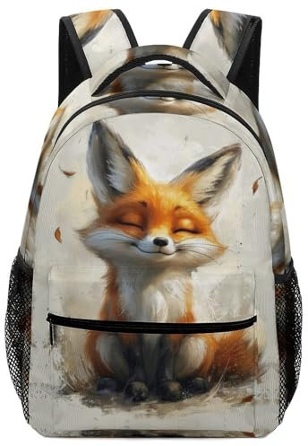 VesFy Niedlicher Fuchs Junge Rucksack Tier Ranzen Für Schule Daypack Buchtasche Büchertasche Mädchen Junge Kinder One Size