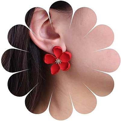 Xmsrn Orecchini A Perno Vintage A Fiore Rosso Orecchini A Fiore Grande Orecchini A Fiore Smaltato Orecchini A Fiore Rosso Orecchini Di Dichiarazione Per Le Donne
