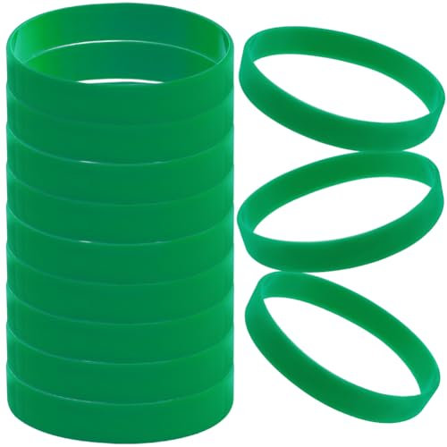 CREATCABIN 12 Stück Silikonarmbänder Für Erwachsene Sicherheitsarmbänder Auffälliges Farbiges Stretch Sportarmband Elastisch Für Events Partys Gesangskonzerte Wettbewerbe Damen Und Herren 6x6cm Grün