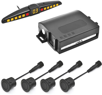 Promata PS01 Car Front Parking Sensor Kit with Display,4 58KHz OE Standard Sensors,Radio Mute & Bull-bar Recognition Function,Detection Distance(13~39 inch)