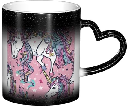 ZXERTG Unicorn Design Print Heat Sensitive Mug,Color Changing Mug,Creative Coffee Mug,Starry Sky Color-Changing Mug