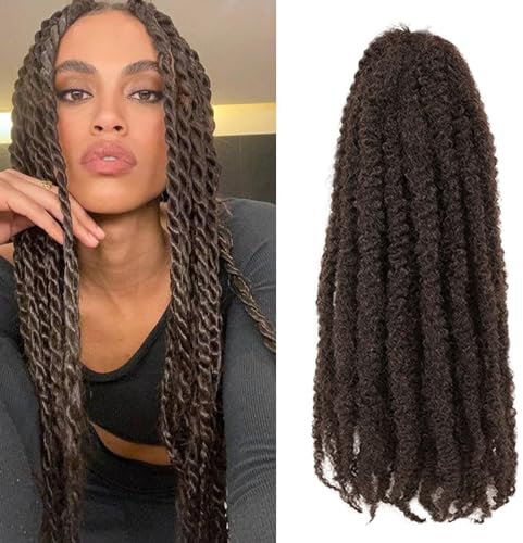 Auxemuen 20Inch Marley Twist Braiding Hair 6Packs Marley Twist Hairs Long Cuban Hair Marleys Afro Kinky Curly Twists Faux Locs Crochet Synthetic Crochet Braids Hair Extensions (4#) ﻿