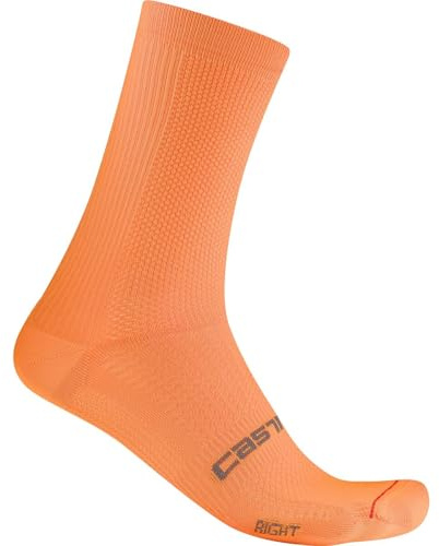 CASTELLI Men’s Espresso 18 Sock, Moisture Wicking Performance Cycling Apparel Sock for Road & Gravel Biking, Vivid Orange, Large