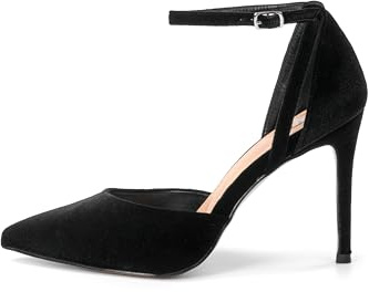 Rio Fiore Pumps Damen, Schwarz/Silber, Stöckelschuhe mit 8.5cm Absatz, Riemchenpumps, Stiletto, High Heels D594-S1835