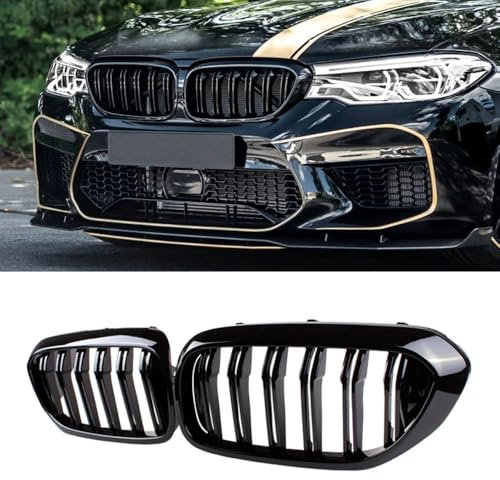 Kühlergrill, Nierengrill vorn kompatibel mit, Für BMW 5er G30 G31 2017-2020 Doppellamellen, schwarz glänzende Grills