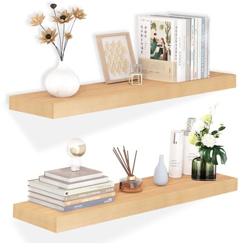 Wandboard Wandregal Regal Wand Regalbrett 50cm Wandplatten Wandregal Holz mit Unsichtbarer Halter Schweberegal aus Holzregalen für Küchenregal Badezimmer Schlafzimmer Büro Wohnzimmer (50cm*16cm*2.8cm)