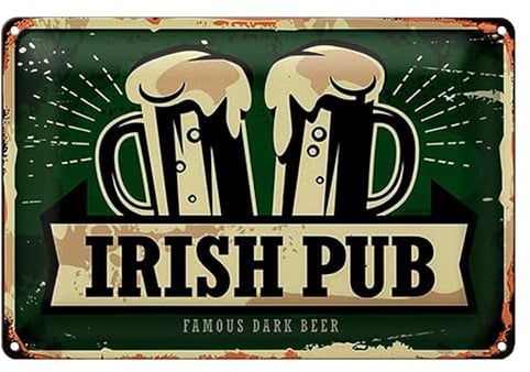 Vintage Blechschild | Irish Pub | Famous Dark Beer | Dekoration | 18 cm x 12 cm