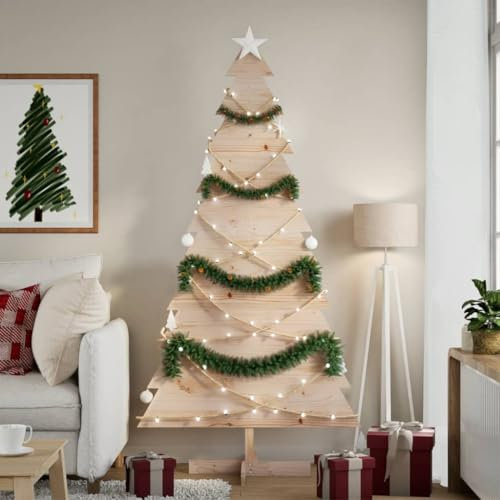 Weihnachtsbaum aus Holz zur Dekoration 180 cm Massivholz Kiefer