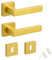 AERREGI Coppia Maniglie Quadre per Porta Interna - Finitura Oro Satinato - Design Moderno in Acciaio, Rosetta Inclusa, Facile Installazione, Ideale per Camere, Uffici, Bagni e Hotel