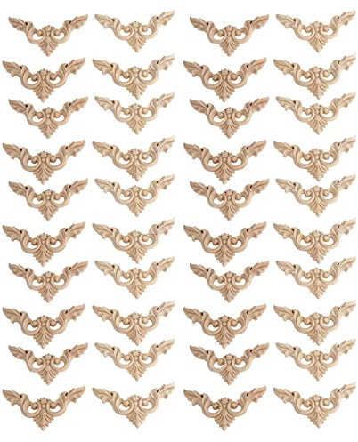 Uikdjgu 40Pcs 8x8cm Wood Carved Corner Onlay Furniture Home Decorations Unpainted Applique