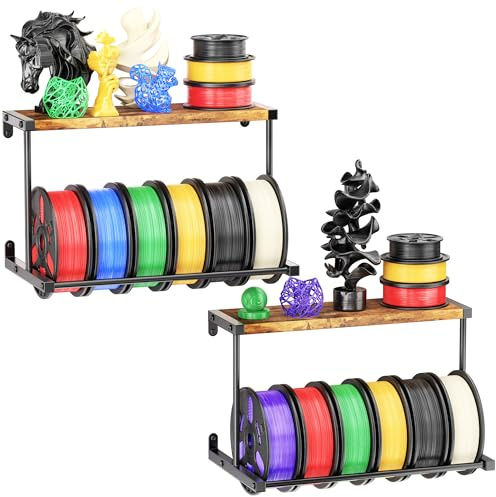Simaixing Filament-Aufbewahrungsregal für 3D-Drucker, Wandmontage, Filament-Spulenhalter, 2-stöckiges Filament-Regal, Organizer, robustes Metallaufbewahrungsregal für 3D-Druckstudio, Werkstatt (2