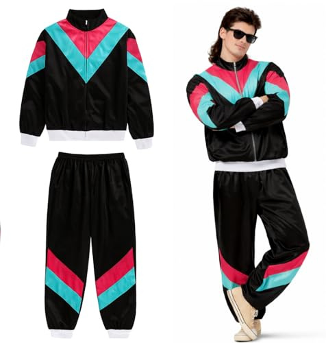 TK Gruppe Timo Klingler Trainingsanzug Outfit Overall - neon - 80er 90er Jahre für Retro Bad Taste Jogginganzug Herren & Damen - Fasching & Karneval