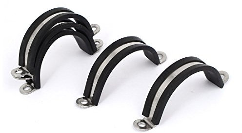 Sourcingmap 45mm EPDM Rubber Lined U Shaped Saddle Clamp Tube Pipe Clips 5 Pcs