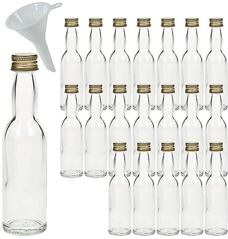mikken 20 Mini Glasflaschen 40 ml mit Schraubverschluss inkl. Trichter