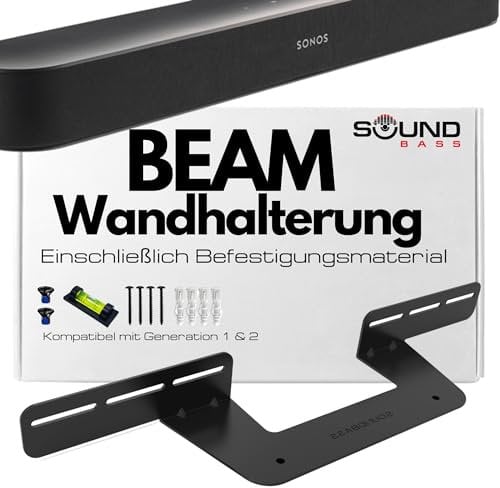 Soporte de Soundbar Soundbass para Sonos Beam, Compatible con la Soundbar Sonos Beam Generación 1 y 2, Incluye Todo el Hardware de Montaje Necesario, Soporte de Montaje, Negro