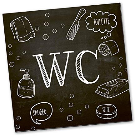 Logbuch-Verlag WC-Schild schwarz weiß Gäste-WC Toiletten Schild unisex für Männer und Frauen quadratisch 14 cm Alu selbstklebend