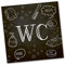 Logbuch-Verlag WC-Schild schwarz weiß Gäste-WC Toiletten Schild unisex für Männer und Frauen quadratisch 14 cm Alu selbstklebend