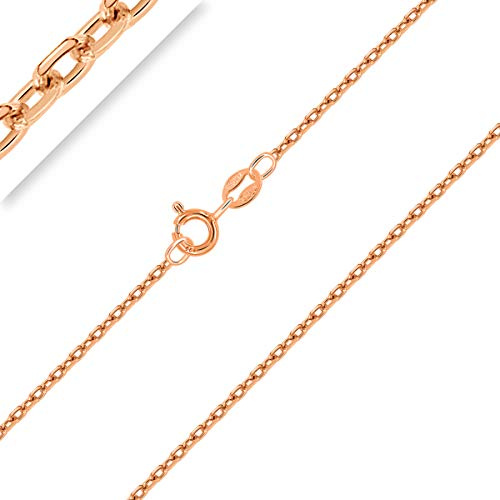 Planetys - Collier - Chaîne Argent 925/1000 - Maille Forçat Diamantée - Plaqué Or Rose 18 Carats - Largeur : 1.5 mm