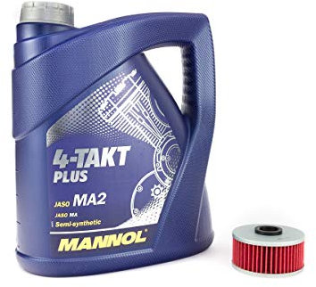 Motoröl Ölfilter HF144 Set SAE 10W-40 4 Liter für Yamaha FZR 600 XJ 550 600 650 700 750 900 XS 250 360 400 YX 600 YX600