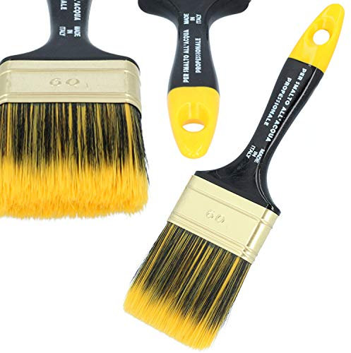 PAINTO Malerpinsel mit Ergonomischer Griff & Messingzwinge 70 mm + GRATIS Kreppband 25 m | Flachpinsel Pinsel für Lack Farben Beizen Acrylfarben Lasurpinsel Lackierpinsel Holz Werkzeuge Borstenpinsel