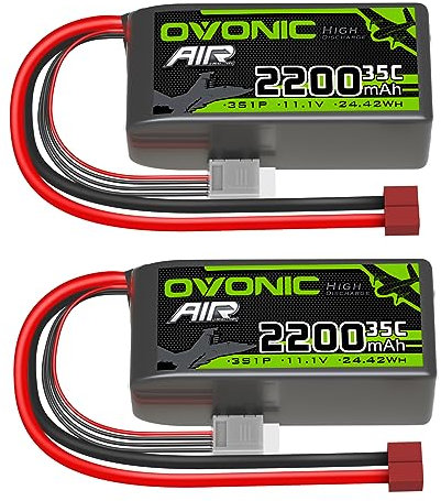 OVONIC Batterie Lipo 3s 35C 2200mAh 11.1V Batterie Courte avec Deans pour RC Heli Avion Quadcopter RC Voiture Multi-Moteur Hélicoptère DIY Hobby (2pcs)