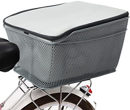 Lixada Hinterradkorb, wasserdichter Metalldraht, Fahrradkorb mit verstellbarem Gepäcknetz und wasserdichter regenfester Abdeckung, passend für die meisten hinteren Fahrradträger