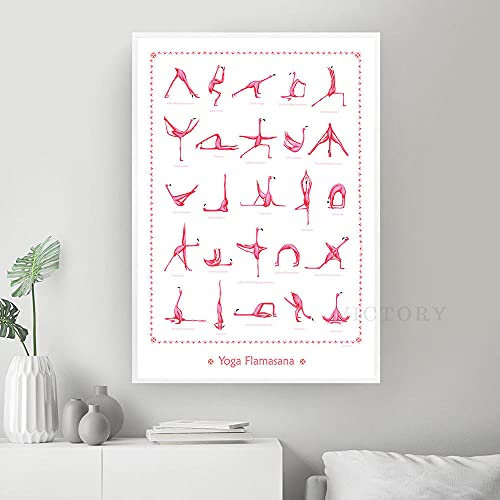 Lustige Flamingo Yoga Poster Ashtanga Yoga Primary Series Lehrposter Yoga Training ChGemälde Poster Home Gym Deko Yoga Wand Bilder Yoga Bild Yoga Workout Übung Leinwand Gemälde Wand Dekor F23081