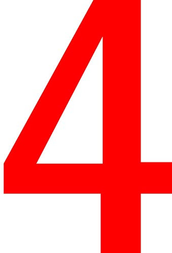 ShirtInStyle Zahlen selbsklebende Aufkleber, 10cm hoch, Haustür, Mülltone, Basteln, Boote, Nummern, Kennzeichen, KFZ, Türen, Spint, Umkleide, Hausnummer, Bootsnummer, ZAHL 4-10cm, rot