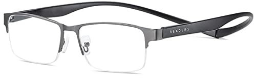 ZUVGEES Metall Magnetische Blaulichtfilter Lesebrille für Herren und Damen Lightweight Anti-blaue Computerbrille (Grau, 4.00)