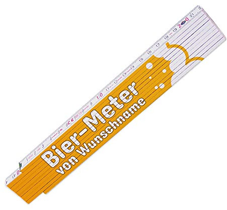 Zollstock mit Wunsch-Namen und Motiv – Bier-Meter - Meterstab individuell einseitig bedruckt - Glieder-Maßstab personalisiert