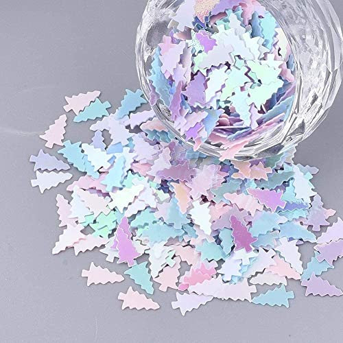 Angel Malone Unique Pastel Mix Christmas Tree Sequins Christmas Confetti Card Making, Scrapbooking, Sewing, Wedding Favors - UK Seller (Unique Xmas Tree 10g)