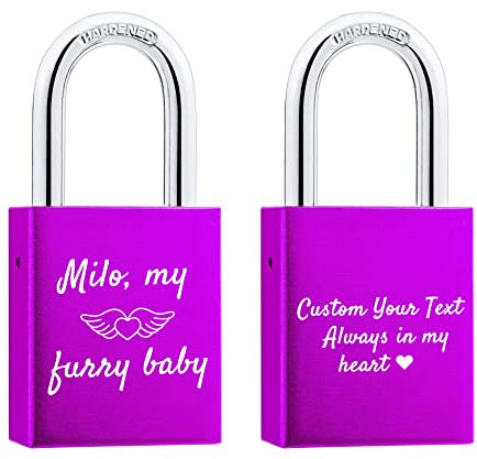 OTXIXTO Candado de Amor Texto Personalizado con Llave para Parejas Amantes Puente de San Valentín- Púrpura Color