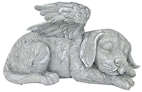 Pet Memorial Statue, Angel Pet Memorial Grave Marker Tribute Statue Resin Sleeping Pet Angel Garden Sculpture for Pet Memorial Gravestone Ornament (Engel Hund)