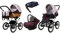 BabyLux Kinderwagen 4in1 mit Autositz für Kleinkinder – Kinderwagen für Neugeborene und Kleinkinder –– Baby Neugeborenen Kinderwagen – ISOFIX Autositzbasis – Max 15kg – Maroon Flowers Silver Frame
