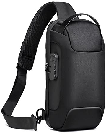 FANDARE Brusttasche Diebstahlschutz Sling Bag Herren Damen Umhängetaschen mit USB-Ladeanschluss Schultertasche Crossover Rucksack Daypacks für Reisen Wandern Mehrere Taschen Crossbody Pack Schwarz