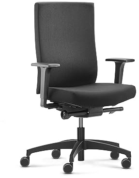 Dauphin @Just evo Operator ergonomischer Bürostuhl, Polsterrücken Schwarz | Schreibtischstuhl, Synchrontechnik, Schiebesitz, Armlehnen, dreidimensional nachgebende Rückenlehne, Sitzneigeverstellung