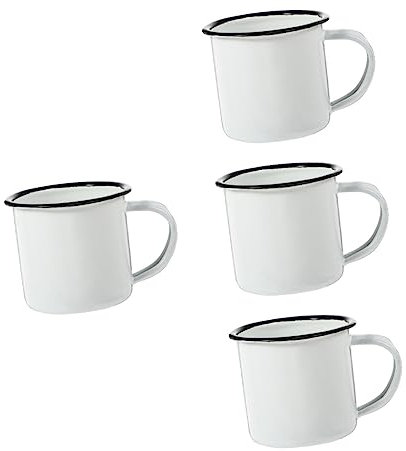 UPKOCH 4 Stück Altes Schnapsglas Emaillebecher Kinder Teetasse Multifunktionsbecher Vintage Kaffeetassen Aus Metall Rucksackbecher Eisen Handhaben Weiß Verdicken Männer Und Frauen