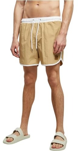 Urban Classics Maillot de Bain rétro pour Homme avec Cordon de Serrage, Disponible dans de Nombreuses Couleurs, Tailles XS à 5XL, Blanc/Beige uni, L
