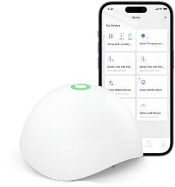 Meross Hub de détecteur de fuite d'eau nécessaire, alarme d'eau intelligente, alerte par application, piles remplaçables, interconnectés, Apple HomeKit pris en charge, capteur d'inondation sans fil
