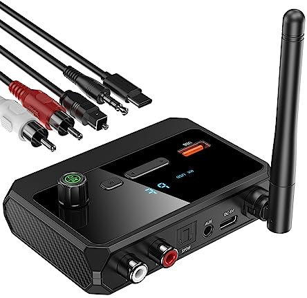 KAIY Ricevitore Bluetooth 5.3 per stereo domestico, bassa latenza e audio musica HD, adattatore Bluetooth a RCA per stereo/altoparlanti/altoparlanti cablati/sistema stereo streaming di musica