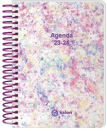 Q Kalon Schülerkalender 2023-2024 (September bis Juni), 11 x 15 cm (A6), zweisprachig: Spanisch und Englisch, Splash