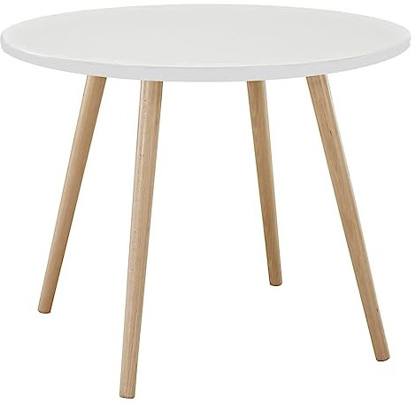 Yirtree Mesa de comedor, mesa de cocina, mesa redonda moderna con patas de madera, mesa de centro de ocio, comedor, mesa redonda para cocina, salón, color blanco