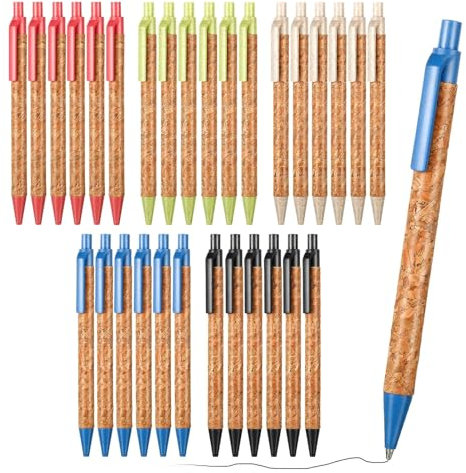 KHIRY 30 Pièces Stylo en Bois Personnalisé à Bille pour Cadeaux - Adapté à la Vie Quotidienne au Bureau et à la Maison