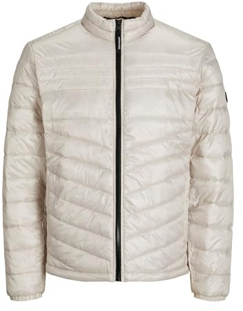 JACK & JONES Mens Puffer Jacket Full Zip Long Sleeve Quilted Padded Puffer Jacket for Men UK, Beige Colour, Size: M