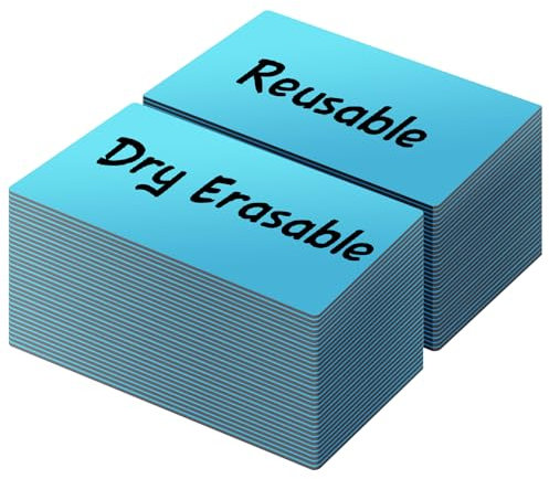LLPT Dry Erase Magnetic Labels | 50PCS | Blank Writable Magnet Stickers Reusable | for Refrigerator Desktop Shelf DIY Whiteboard | Color Blue | 2.5CM x 10CM