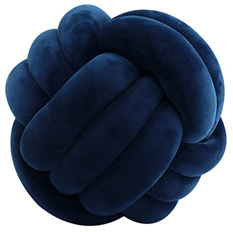 Almohadas de Bola de Nudo, Knot Pillow Ball, Cojín Redondo Suave, Almohada Peluche Tejido a Mano Cojines Cojín Decorativa para Hogar, Sofá, Cama, Decorativo (20cm, Azul Marino)