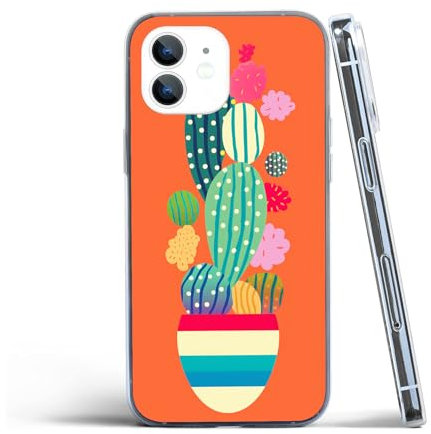 for iPhone 12 Case iPhone 12 Pro Case Clear with Design for Girls Women, Funny Aesthetics Cactus Shockproof, Slip Resistant Slim Fit Protective Phone Clear Case