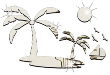 Veemoon Bird Wall Decor Palm Trees Island Birds Sticker 3D Mirror Wall Sticker Removable Home Decoration
